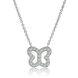 Alamode Rhodium Brass Necklace with AAA Grade CZ in Clear - Flyclothing LLC