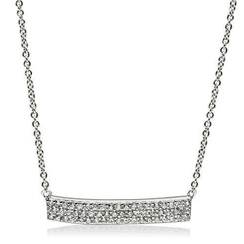 Alamode Rhodium Brass Necklace with AAA Grade CZ in Clear - Flyclothing LLC