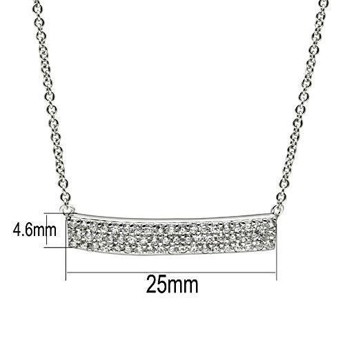 Alamode Rhodium Brass Necklace with AAA Grade CZ in Clear - Flyclothing LLC