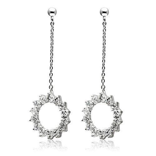 Alamode Rhodium Brass Earrings with AAA Grade CZ in Clear - Flyclothing LLC