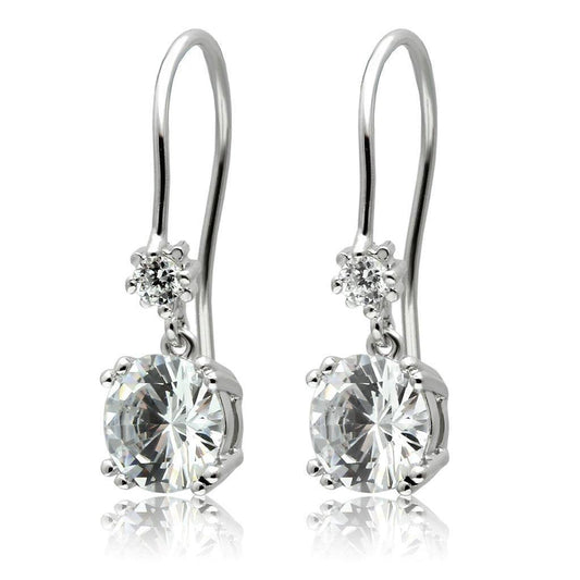 Alamode Stainless Steel Earrings with AAA Grade CZ in Clear - Alamode