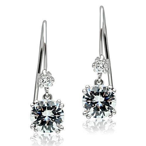 Alamode Stainless Steel Earrings with AAA Grade CZ in Clear - Alamode