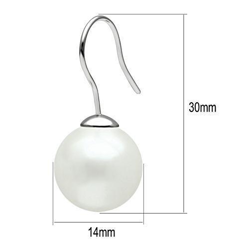 Alamode Rhodium Brass Earrings with Synthetic Pearl in White - Flyclothing LLC