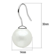 Alamode Rhodium Brass Earrings with Synthetic Pearl in White - Flyclothing LLC