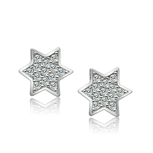 Alamode Rhodium Brass Earrings with AAA Grade CZ in Clear - Flyclothing LLC