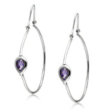 Alamode Rhodium Brass Earrings with AAA Grade CZ in Amethyst - Alamode