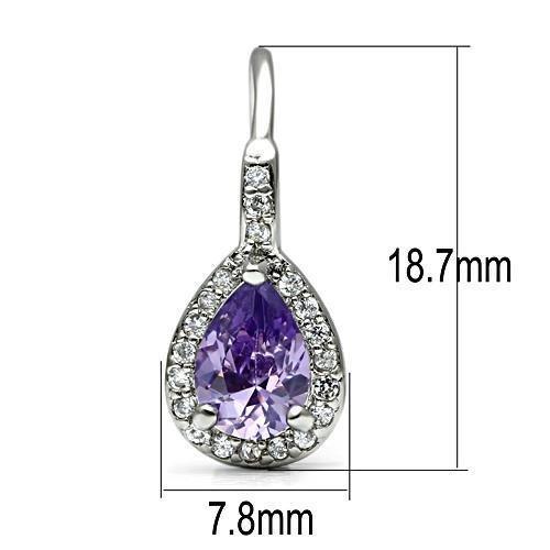 Alamode Rhodium Brass Earrings with AAA Grade CZ in Amethyst - Alamode