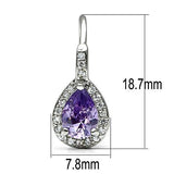 Alamode Rhodium Brass Earrings with AAA Grade CZ in Amethyst - Alamode