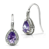 Alamode Rhodium Brass Earrings with AAA Grade CZ in Amethyst - Alamode