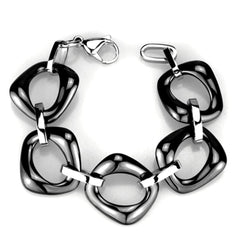 Alamode High polished (no plating) Stainless Steel Bracelet with Ceramic in Jet - Flyclothing LLC