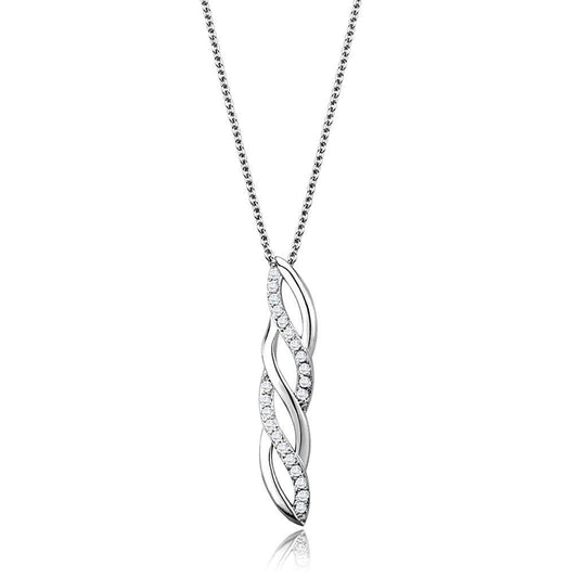 Alamode Rhodium Brass Chain Pendant with AAA Grade CZ in Clear - Alamode