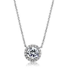 Alamode Rhodium Brass Chain Pendant with AAA Grade CZ in Clear - Alamode