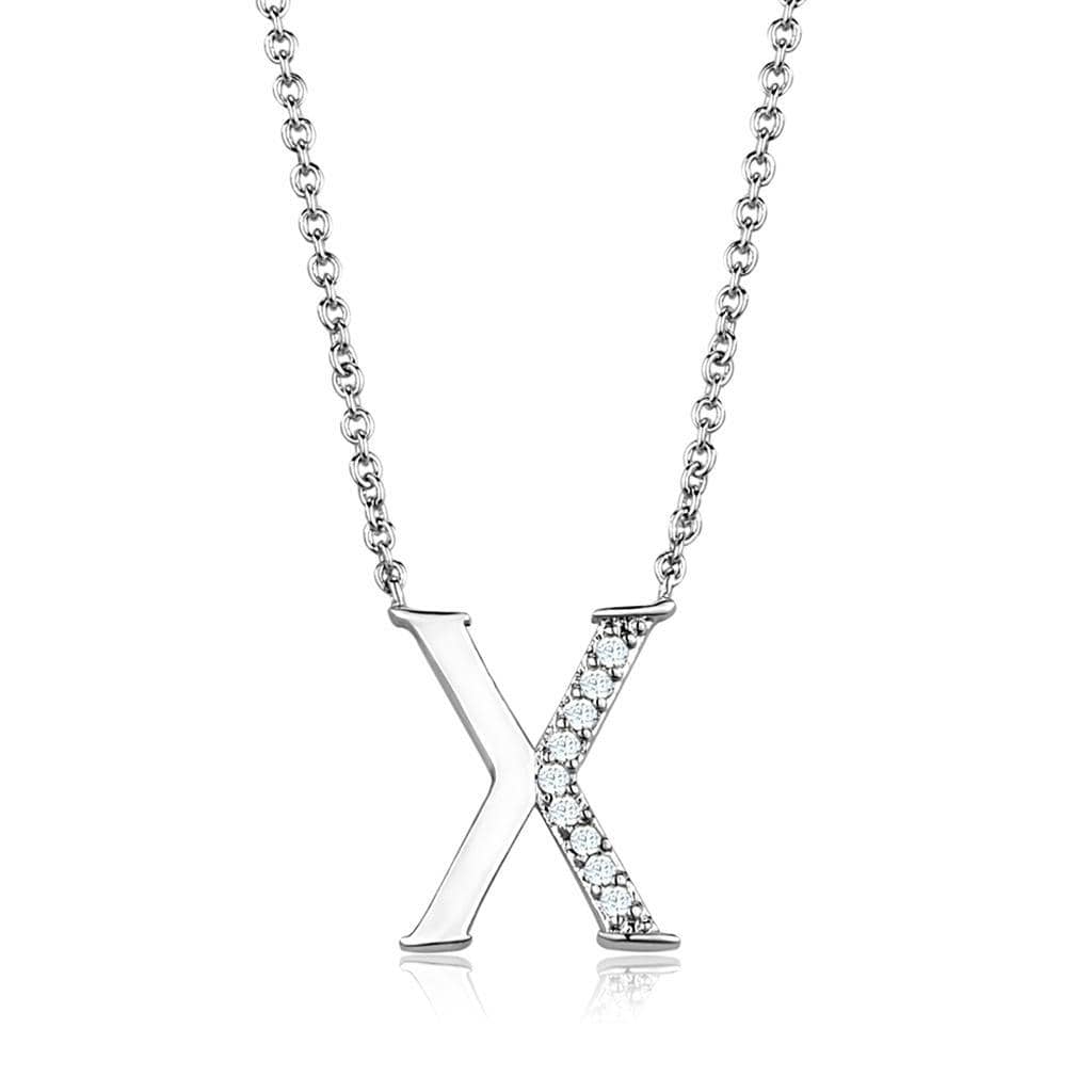 Alamode Rhodium Brass Chain Pendant with AAA Grade CZ in Clear - Alamode