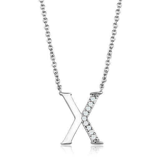 Alamode Rhodium Brass Chain Pendant with AAA Grade CZ in Clear - Flyclothing LLC