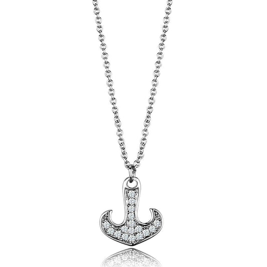 Alamode Rhodium Brass Chain Pendant with AAA Grade CZ in Clear - Alamode