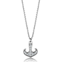 Alamode Rhodium Brass Chain Pendant with AAA Grade CZ in Clear - Alamode