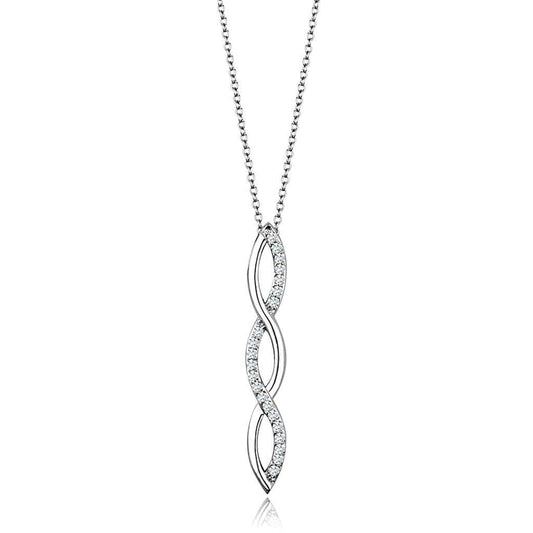 Alamode Rhodium Brass Chain Pendant with AAA Grade CZ in Clear - Alamode