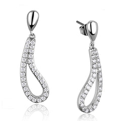 Alamode Rhodium Brass Earrings with AAA Grade CZ in Clear - Flyclothing LLC