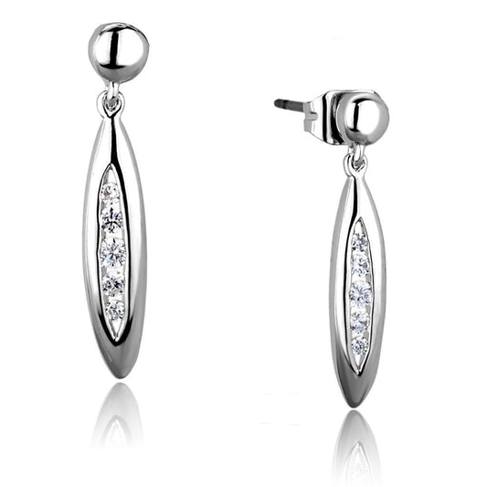 Alamode Rhodium Brass Earrings with AAA Grade CZ in Clear - Flyclothing LLC