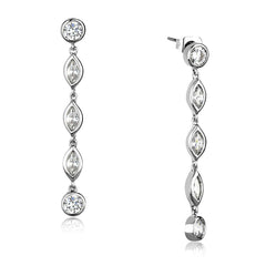 Alamode Rhodium Brass Earrings with AAA Grade CZ in Clear - Flyclothing LLC