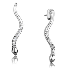 Alamode Rhodium Brass Earrings with AAA Grade CZ in Clear - Alamode