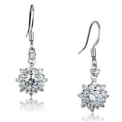 Alamode Rhodium Brass Earrings with AAA Grade CZ in Clear - Flyclothing LLC