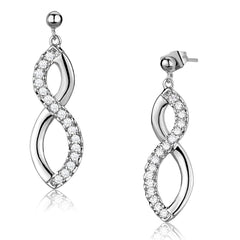 Alamode Rhodium Brass Earrings with AAA Grade CZ in Clear - Flyclothing LLC