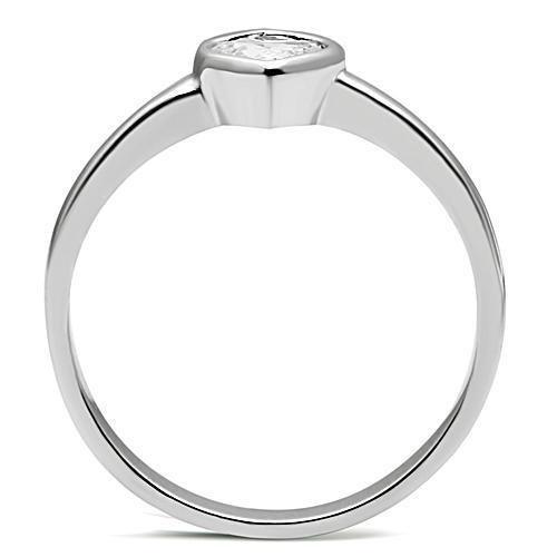 Alamode Rhodium Brass Ring with AAA Grade CZ in Clear - Flyclothing LLC