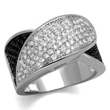 Alamode Rhodium + Ruthenium Brass Ring with AAA Grade CZ in Black Diamond - Flyclothing LLC