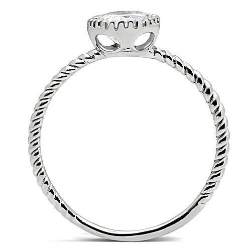 Alamode Rhodium Brass Ring with AAA Grade CZ in Clear - Flyclothing LLC