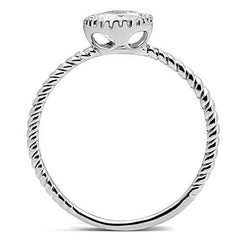 Alamode Rhodium Brass Ring with AAA Grade CZ in Clear - Flyclothing LLC