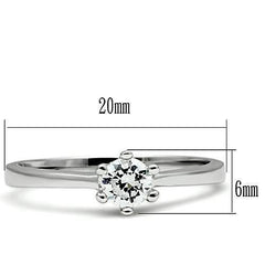 Alamode Rhodium Brass Ring with AAA Grade CZ in Clear - Flyclothing LLC