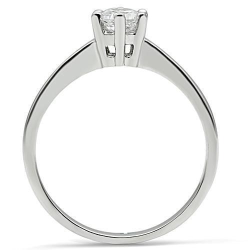 Alamode Rhodium Brass Ring with AAA Grade CZ in Clear - Flyclothing LLC