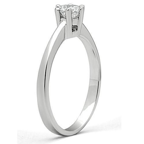 Alamode Rhodium Brass Ring with AAA Grade CZ in Clear - Flyclothing LLC