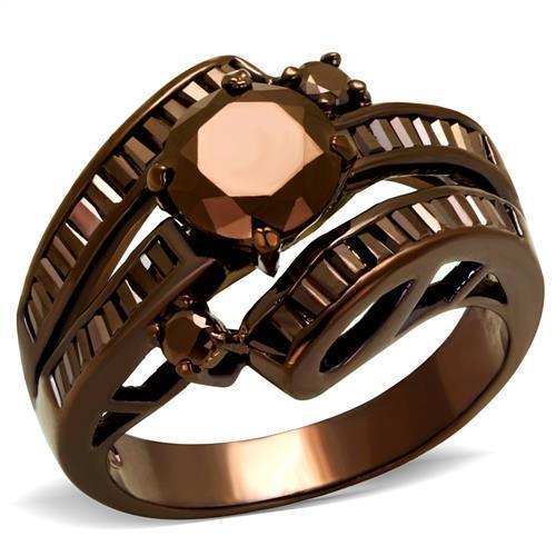 Alamode IP Coffee light Brass Ring with AAA Grade CZ in Light Coffee - Alamode