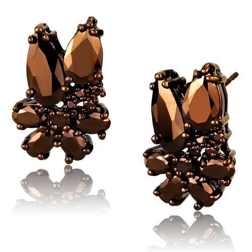 Alamode IP Coffee light Brass Earrings with AAA Grade CZ in Light Coffee - Alamode