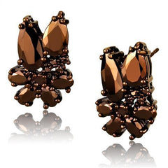 Alamode IP Coffee light Brass Earrings with AAA Grade CZ in Light Coffee - Flyclothing LLC