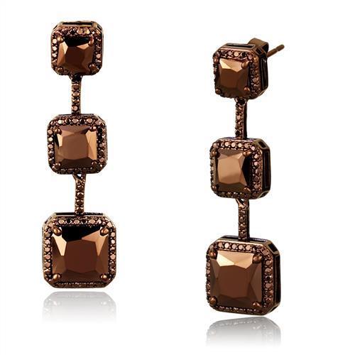 Alamode IP Coffee light Brass Earrings with AAA Grade CZ in Light Coffee - Alamode