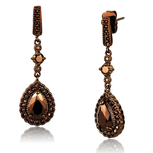 Alamode IP Coffee light Brass Earrings with AAA Grade CZ in Light Coffee - Alamode