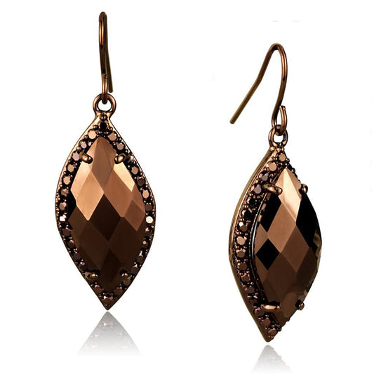 Alamode IP Coffee light Brass Earrings with AAA Grade CZ in Light Coffee - Alamode