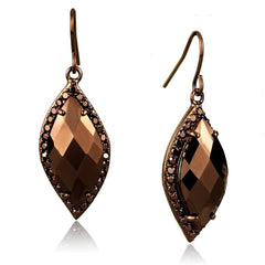 Alamode IP Coffee light Brass Earrings with AAA Grade CZ in Light Coffee - Flyclothing LLC