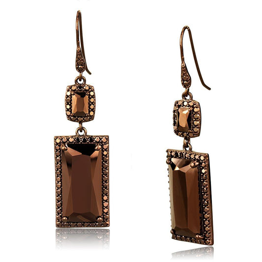 Alamode IP Coffee light Brass Earrings with AAA Grade CZ in Light Coffee - Alamode