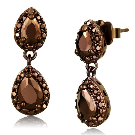 Alamode IP Coffee light Brass Earrings with AAA Grade CZ in Light Coffee - Alamode