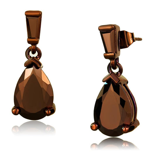 Alamode IP Coffee light Brass Earrings with AAA Grade CZ in Light Coffee - Alamode