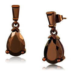 Alamode IP Coffee light Brass Earrings with AAA Grade CZ in Light Coffee - Flyclothing LLC