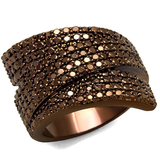 Alamode IP Coffee light Brass Ring with AAA Grade CZ in Light Coffee - Flyclothing LLC