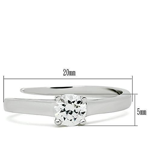 Alamode Rhodium Brass Ring with AAA Grade CZ in Clear - Flyclothing LLC