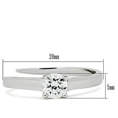 Alamode Rhodium Brass Ring with AAA Grade CZ in Clear - Flyclothing LLC