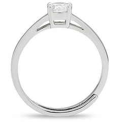 Alamode Rhodium Brass Ring with AAA Grade CZ in Clear - Flyclothing LLC