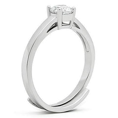 Alamode Rhodium Brass Ring with AAA Grade CZ in Clear - Flyclothing LLC